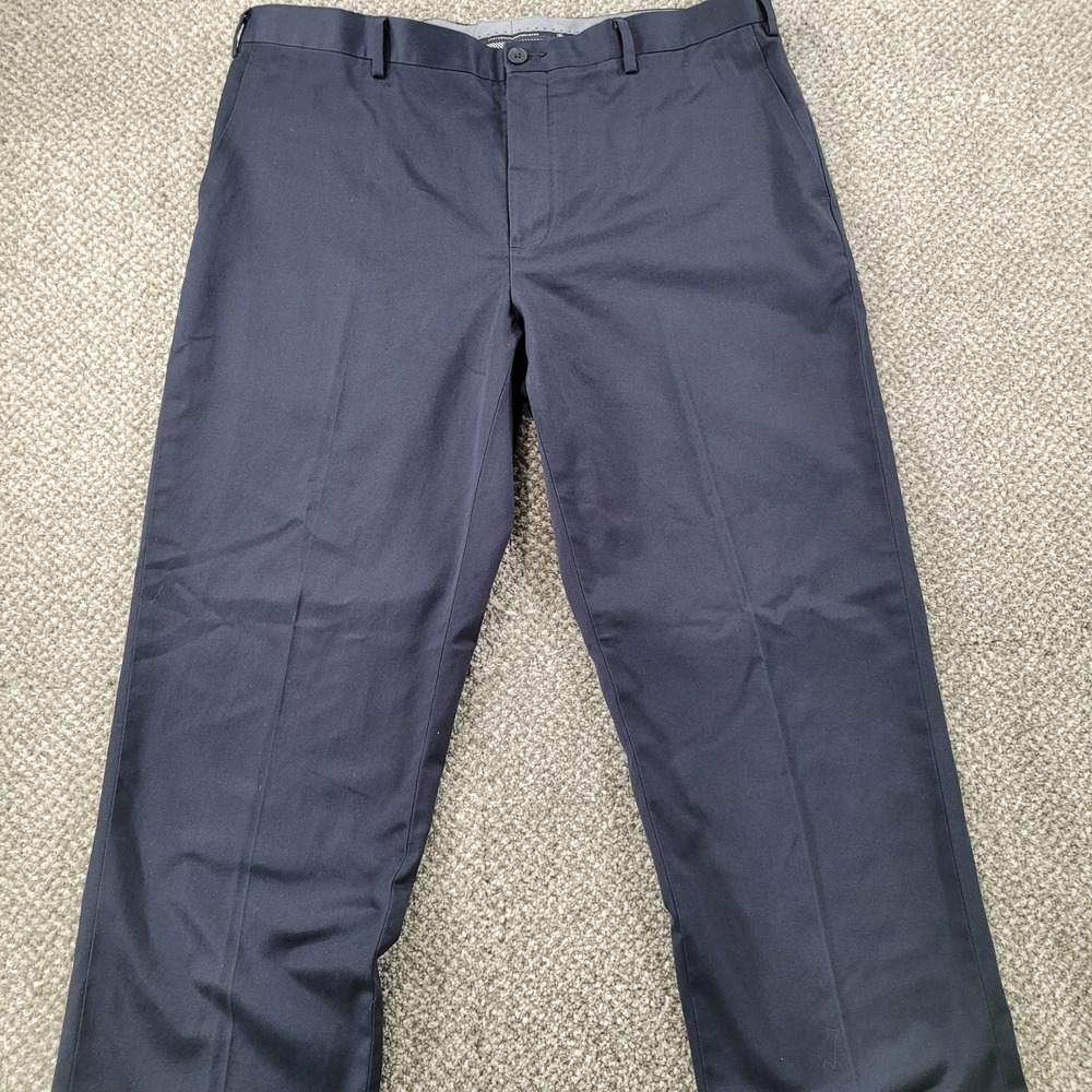 Hart Schaffner Marx Mens Navy Blue 100% Cotton Chino Pants 38x32 Flat Front